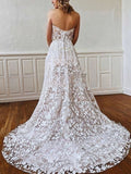 Sweetheart Lace Ball Gown Wedding Dress with Sweep Train