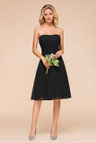 Sweetheart Ruffle Short Black Bridesmaid Dress-Babyonlines