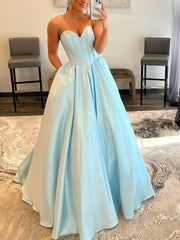 Sweetheart Shimmer Crepe Pockets Prom Dresses - Ball Gown/Princess Floor-length