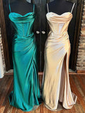 Sweetheart Spaghetti Straps Sheath Prom Dress with Column Sweep Train and Ruffles