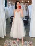 Sweetheart Tulle Tea-length Wedding Dress with Ruffles