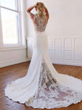 V-Neck Chiffon Court Train Wedding Dress with Appliques Lace