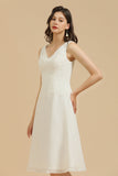 V-Neck Knee-length Chiffon Bridesmaid Dress online-Babyonlines