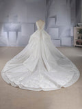 V-neck Lace Chapel Train Wedding Dress With Beading